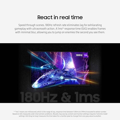 SAMSUNG 32 Inch Odyssey G50D Series QHD Fast IPS G Sync Compatible Gaming Monitor 1ms VESA DisplayHDR 400 180Hz AMD FreeSync Adjustable Stand Eye Saver Mode LS32DG502ENXZA 2024
