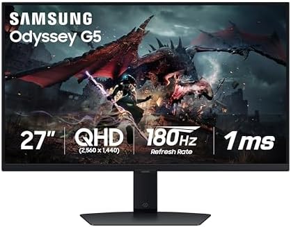 SAMSUNG 32 Inch Odyssey G50D Series QHD Fast IPS G Sync Compatible Gaming Monitor  1ms  VESA DisplayHDR 400  180Hz  AMD FreeSync  Adjustable Stand  Eye Saver Mode  LS32DG502ENXZA  2024