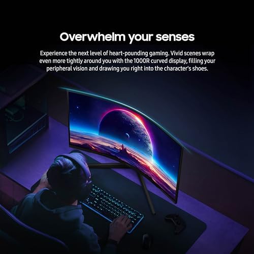 SAMSUNG 32 Odyssey G55C Series QHD 1000R Curved Gaming Monitor  1ms MPRT   HDR10  165Hz  AMD Radeon FreeSync  Eye Care  Glare Free  Sharp Resolution LS32CG550ENXZA