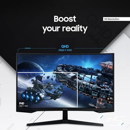 SAMSUNG 32 Odyssey G55C Series QHD 1000R Curved Gaming Monitor  1ms MPRT   HDR10  165Hz  AMD Radeon FreeSync  Eye Care  Glare Free  Sharp Resolution LS32CG550ENXZA
