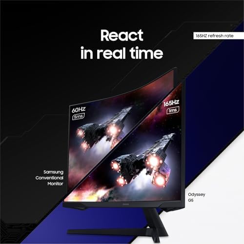 SAMSUNG 32 Odyssey G55C Series QHD 1000R Curved Gaming Monitor  1ms MPRT   HDR10  165Hz  AMD Radeon FreeSync  Eye Care  Glare Free  Sharp Resolution LS32CG550ENXZA