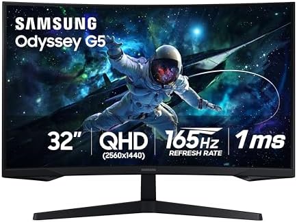 SAMSUNG 32 Odyssey G55C Series QHD 1000R Curved Gaming Monitor  1ms MPRT   HDR10  165Hz  AMD Radeon FreeSync  Eye Care  Glare Free  Sharp Resolution LS32CG550ENXZA