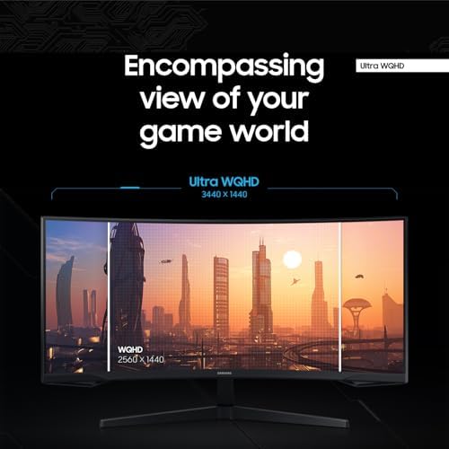 SAMSUNG 34 Odyssey G5 Ultra Wide Gaming Monitor with 1000R Curved Screen  165Hz  1ms  FreeSync Premium  Large Display  Eye Comfort  Multiple Ports  WQHD  LC34G55TWWNXZA  Black