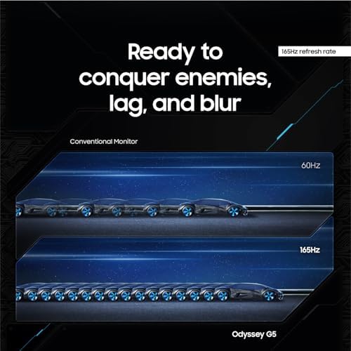 SAMSUNG 34 Odyssey G5 Ultra Wide Gaming Monitor with 1000R Curved Screen  165Hz  1ms  FreeSync Premium  Large Display  Eye Comfort  Multiple Ports  WQHD  LC34G55TWWNXZA  Black