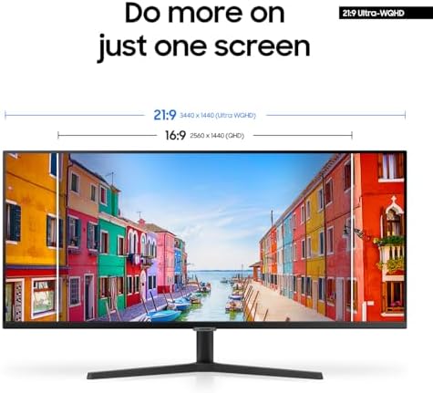SAMSUNG 34 ViewFinity S50GC Series Ultra WQHD Monitor  100Hz  5ms  HDR10  AMD FreeSync  Eye Care  Borderless Design  PIP  PBP  LS34C502GANXZA  2023  Black