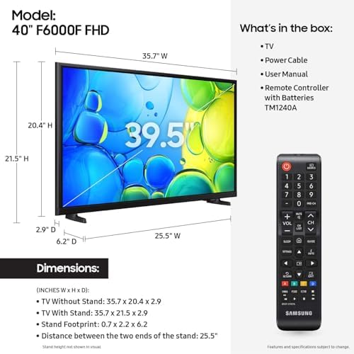 SAMSUNG 40 Inch Class Full HD F6000 Smart TV  2025 Model  HDR  Object Tracking Sound Lite  Knox Security  One UI Tizen  Smart TV