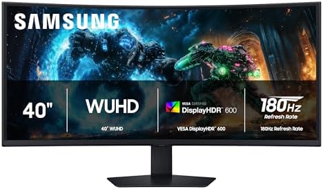 SAMSUNG 40  Odyssey G7  G75F  WUHD Resolution  180Hz  Curved Gaming Monitor  1ms Response Time  GtG   VESA DisplayHDR  600  AMD FreeSync  Premium Pro  LS40FG75DENXZA  2025