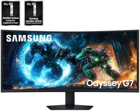 SAMSUNG 40  Odyssey G7  G75F  WUHD Resolution  180Hz  Curved Gaming Monitor  1ms Response Time  GtG   VESA DisplayHDR  600  AMD FreeSync  Premium Pro  LS40FG75DENXZA  2025