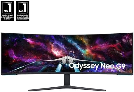 SAMSUNG Odyssey Neo G9 (G95NC) Series Dual 4K UHD 1000R Monitor curvado para juegos, 240Hz, 1ms con DisplayPort 2.1, Quantum Mini-LED, DisplayHDR 1000, AMD FreeSync Premium Pro, LS57CG952NNXZA