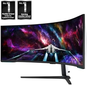 SAMSUNG Odyssey Neo G9 (G95NC) Series Dual 4K UHD 1000R Monitor curvado para juegos, 240Hz, 1ms con DisplayPort 2.1, Quantum Mini-LED, DisplayHDR 1000, AMD FreeSync Premium Pro, LS57CG952NNXZA