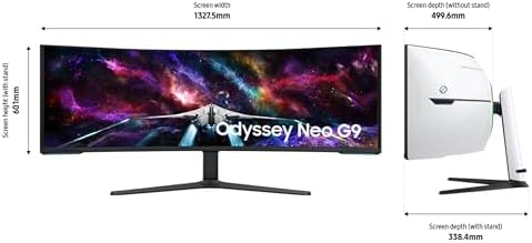 SAMSUNG Odyssey Neo G9 (G95NC) Series Dual 4K UHD 1000R Monitor curvado para juegos, 240Hz, 1ms con DisplayPort 2.1, Quantum Mini-LED, DisplayHDR 1000, AMD FreeSync Premium Pro, LS57CG952NNXZA