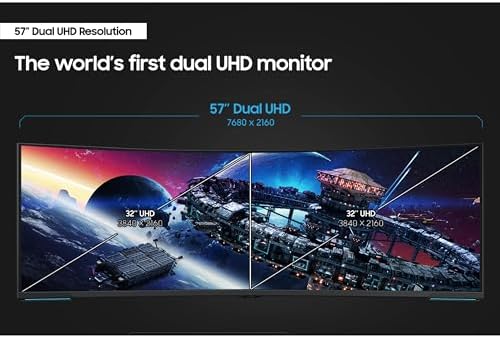 SAMSUNG Odyssey Neo G9 (G95NC) Series Dual 4K UHD 1000R Monitor curvado para juegos, 240Hz, 1ms con DisplayPort 2.1, Quantum Mini-LED, DisplayHDR 1000, AMD FreeSync Premium Pro, LS57CG952NNXZA