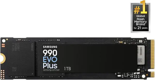 SAMSUNG 990 EVO PLUS SSD 1TB  PCIe Gen 4x4   Gen 5x2 M 2 2280  Speeds Up to 7 150 MB/s  Upgrade Storage for PC/Laptops  HMB Technology and Intelligent Turbowrite 2 0  MZ V9S1T0B/AM