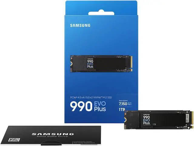 SAMSUNG 990 EVO PLUS SSD 1TB  PCIe Gen 4x4   Gen 5x2 M 2 2280  Speeds Up to 7 150 MB/s  Upgrade Storage for PC/Laptops  HMB Technology and Intelligent Turbowrite 2 0  MZ V9S1T0B/AM