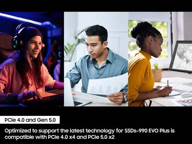 SAMSUNG 990 EVO PLUS SSD 1TB  PCIe Gen 4x4   Gen 5x2 M 2 2280  Speeds Up to 7 150 MB/s  Upgrade Storage for PC/Laptops  HMB Technology and Intelligent Turbowrite 2 0  MZ V9S1T0B/AM