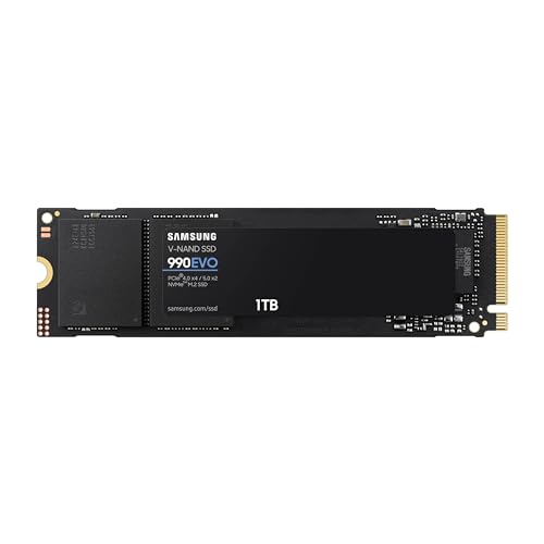SAMSUNG 990 EVO SSD 1TB  PCIe Gen 4x4  Gen 5x2 M 2 2280 NVMe Internal Solid State Drive  Speeds Up to 5 000MB/s  Upgrade Storage for PC Computer  Laptop  MZ V9E1T0B/AM  Black