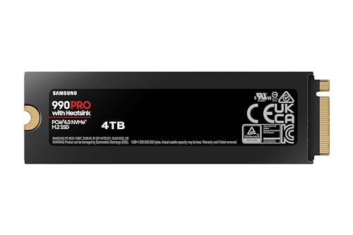 SAMSUNG 990 PRO Heatsink SSD 4TB  NVMe M 2  Speeds Up to 7 450MB/s Best for PlayStation  5  PS5 SSD  Console Expansion MZ V9P4T0CW