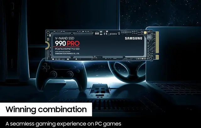 SAMSUNG 990 PRO SSD 1TB PCIe 4 0 M 2 2280 Internal Solid State Hard Drive  Seq  Read Speeds Up to 7 450 MB/s for High End Computing  Gaming  and Heavy Duty Workstations  MZ V9P1T0B/AM