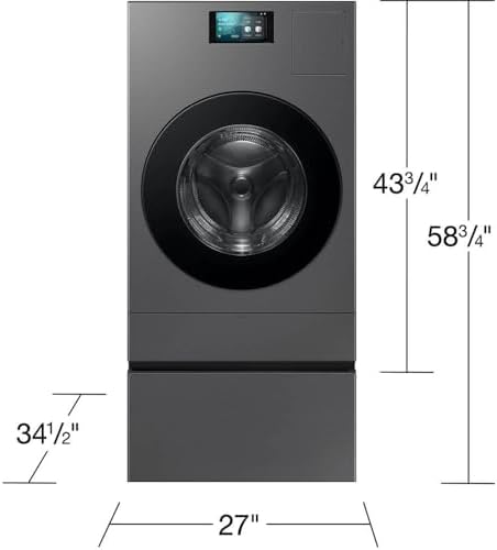 SAMSUNG Bespoke AI Laundry Comb Pedestal with Pull Out Storage Drawer  WE702NZ/US  Dark Steel