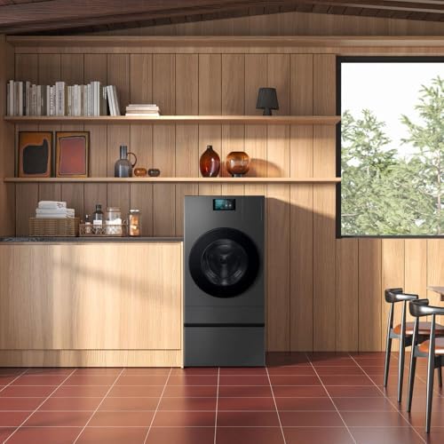 SAMSUNG Bespoke AI Laundry Comb Pedestal with Pull Out Storage Drawer  WE702NZ/US  Dark Steel