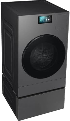 SAMSUNG Bespoke AI Laundry Comb Pedestal with Pull Out Storage Drawer  WE702NZ/US  Dark Steel