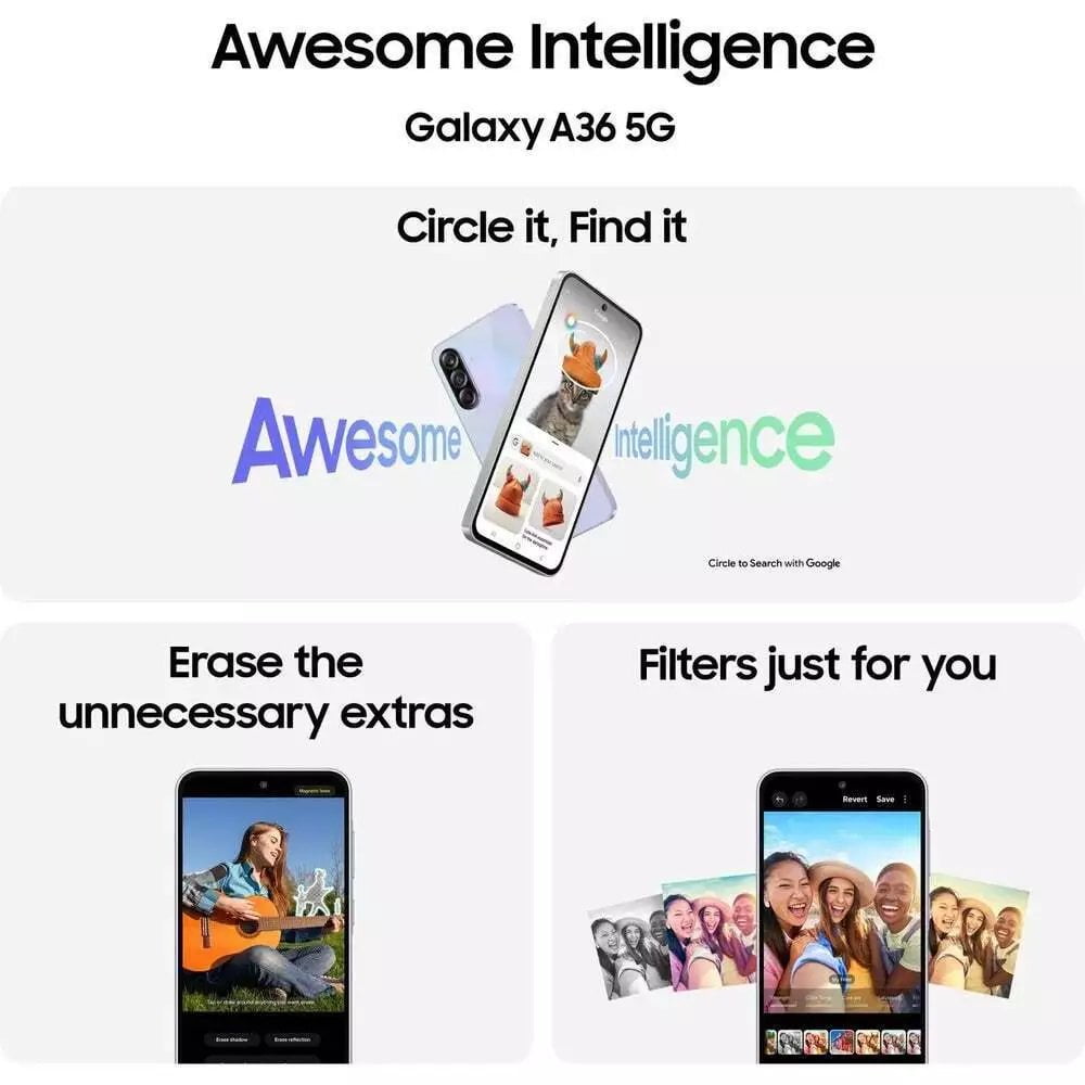 SAMSUNG Galaxy A56 5G Ai  para Thmobile Min Ttole y Global   256GB   12GB  Versión Latina Desbloqueada SM A566E/DS 6 6" 120Hz 50MP Triple  Increíble Grafito SM A566EZADTPA 