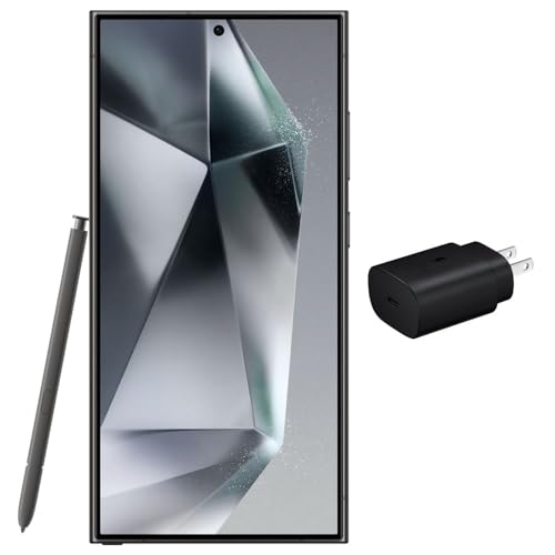 SAMSUNG Galaxy S24 Ultra 5G  512GB  12GB  6 8 AMOLED 2X  200MP Camera  Dual SIM  5G / 4G LTE  Fully Unlocked for T Mobile  Verizon  Global  S928B/DS  w/ 25W Fast Charging Cube  Titanium Black 