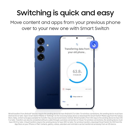 SAMSUNG Galaxy S25 Cell Phone 256GB Smartphone Unlocked Android AI Night Mode Camera Snapdragon 8 Elite Fast Processor ProScaler Display 4900mAh Battery 2025 US 1 Yr Warranty Navy