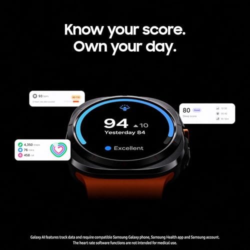 SAMSUNG Galaxy Watch Ultra 47mm LTE AI Smartwatch w/Energy Score  Wellness Tips  Heart Rate Tracking  Sleep Monitor  Fitness Tracker  GPS  2024 Titanium Silver  Renewed 