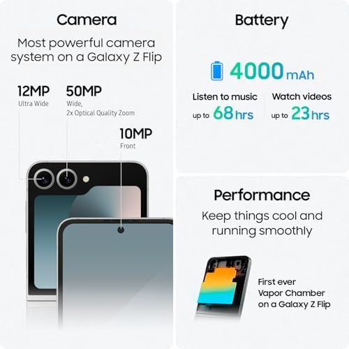 SAMSUNG Galaxy Z Flip 6 5G  US Version  512GB  Blue   Unlocked  Renewed