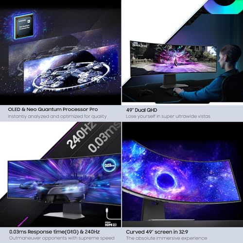 SAMSUNG LS49CG954SNXZA RB 49 Odyssey Neo G9 OLED 5120x1440 240Hz Curved Smart Gaming Monitor   Certified  Renewed 