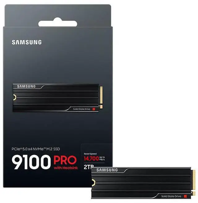 SAMSUNG SSD 9100 PRO with Heatsink 2TB  PCIe 5 0x4 M 2 2280  Seq  Read Speeds Up to 14 800/13 400 MB/s  Best for AI Computing  Gaming  and Heavy Duty Workstations  MZ  VAP2T0CW