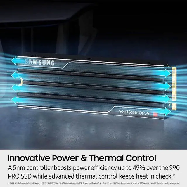 SAMSUNG SSD 9100 PRO with Heatsink 2TB  PCIe 5 0x4 M 2 2280  Seq  Read Speeds Up to 14 800/13 400 MB/s  Best for AI Computing  Gaming  and Heavy Duty Workstations  MZ  VAP2T0CW