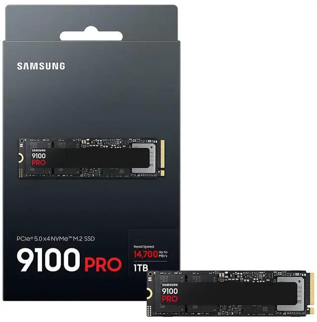 SAMSUNG SSD 9100 PRO 1TB  PCIe 5 0x4 M 2 2280  Seq  Read Speeds Up to 14 800MB/s  Best for AI Computing  Gaming  and Heavy Duty Workstations  MZ  VAP1T0B/AM 