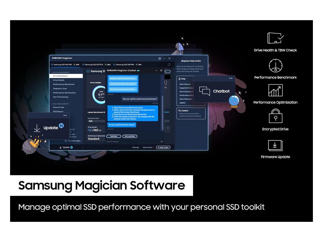 SAMSUNG SSD 990 PRO   Heatsink 2TB  PCIe 4 0  Compatible with PlayStation 5  Internal   MZ V9P2T0GW