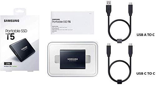 SAMSUNG T5 Portable SSD 2TB   Up to 540MB/s   USB 3 1 External Solid State Drive  Black  MU PA2T0B/AM