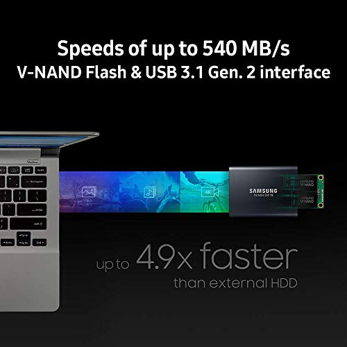 SAMSUNG T5 Portable SSD 2TB   Up to 540MB/s   USB 3 1 External Solid State Drive  Black  MU PA2T0B/AM