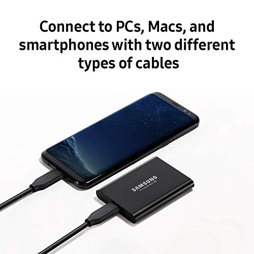 SAMSUNG T5 Portable SSD 2TB   Up to 540MB/s   USB 3 1 External Solid State Drive  Black  MU PA2T0B/AM