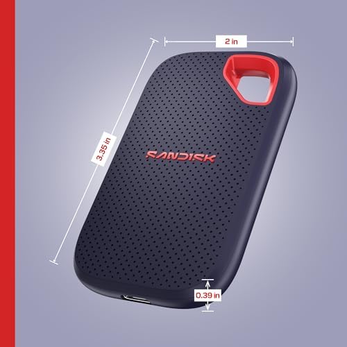 SANDISK 1TB Extreme Portable SSD  New Model    up to 2000MB/s Transfer speeds  USB Type C connectivity  Reliable Durability   Black   SDSSDE70 1T00 G25