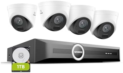 SANNCE 2K 3MP PoE Security System  8CH 6MP Surveillance NVR with 4PCS 3MP HD Weatherproof Dome Cameras with H 265 Video Compression  Smart IR LED  APP Push Alert  Remote Access  1TB HDD 