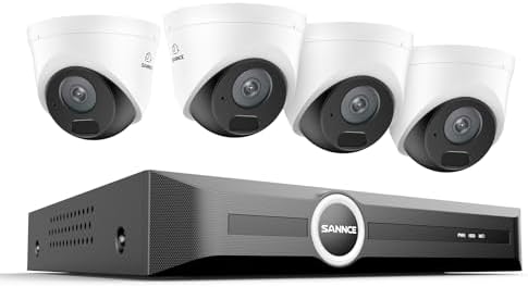 SANNCE 2K 3MP PoE Security System  8CH 6MP Surveillance NVR with 4PCS 3MP HD Weatherproof Dome Cameras with H 265 Video Compression  Smart IR LED  APP Push Alert  Remote Access  1TB HDD 
