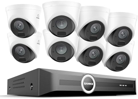 SANNCE 2K 3MP PoE Security System  8CH 6MP Surveillance NVR with 4PCS 3MP HD Weatherproof Dome Cameras with H 265 Video Compression  Smart IR LED  APP Push Alert  Remote Access  1TB HDD 