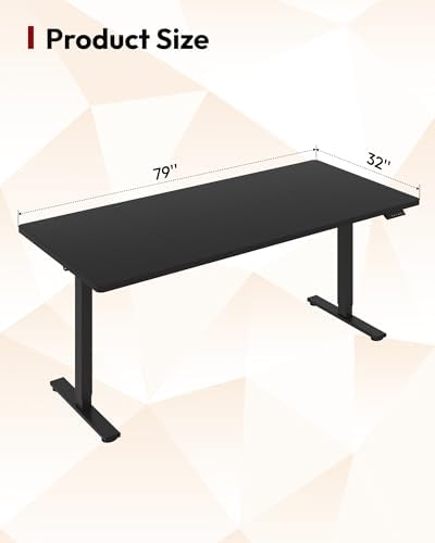 SANODESK Electric Standing Desk 79 x 32 Inches Height Adjustable Stand Up w/6 Button Ergonomic Computer Desk with Splice Board for Home Office  Black Frame   Black Tabletop