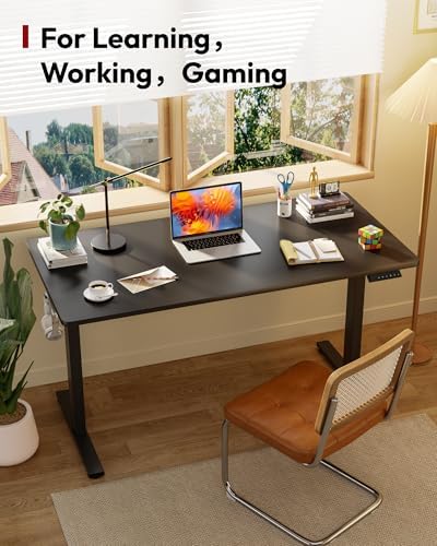 SANODESK Electric Standing Desk 79 x 32 Inches Height Adjustable Stand Up w/6 Button Ergonomic Computer Desk with Splice Board for Home Office  Black Frame   Black Tabletop