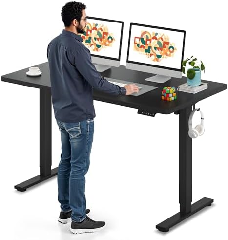 SANODESK Electric Standing Desk 79 x 32 Inches Height Adjustable Stand Up w/6 Button Ergonomic Computer Desk with Splice Board for Home Office  Black Frame   Black Tabletop