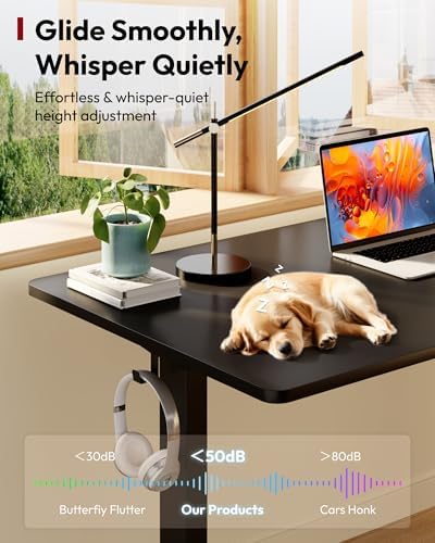 SANODESK Electric Standing Desk 79 x 32 Inches Height Adjustable Stand Up w/6 Button Ergonomic Computer Desk with Splice Board for Home Office  Black Frame   Black Tabletop