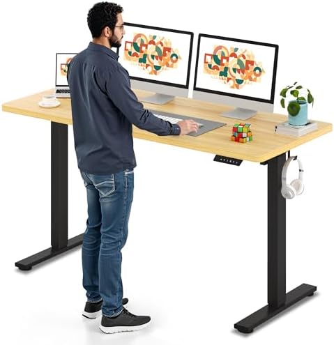 SANODESK Electric Standing Desk 79 x 32 Inches Height Adjustable Stand Up w/6 Button Ergonomic Computer Desk with Splice Board for Home Office  Black Frame   Black Tabletop