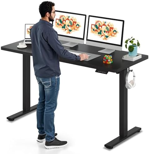 SANODESK Electric Standing Desk 79 x 32 Inches Height Adjustable Stand Up w/6 Button Ergonomic Computer Desk with Splice Board for Home Office  Black Frame   Black Tabletop