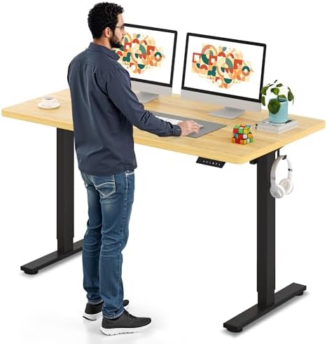 SANODESK Electric Standing Desk 79 x 32 Inches Height Adjustable Stand Up w/6 Button Ergonomic Computer Desk with Splice Board for Home Office  Black Frame   Black Tabletop