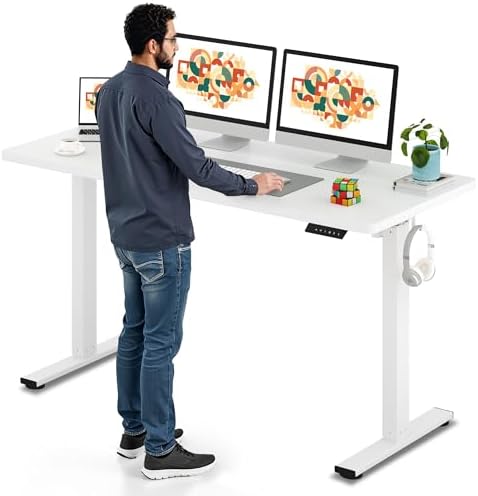 SANODESK Electric Standing Desk 79 x 32 Inches Height Adjustable Stand Up w/6 Button Ergonomic Computer Desk with Splice Board for Home Office  Black Frame   Black Tabletop